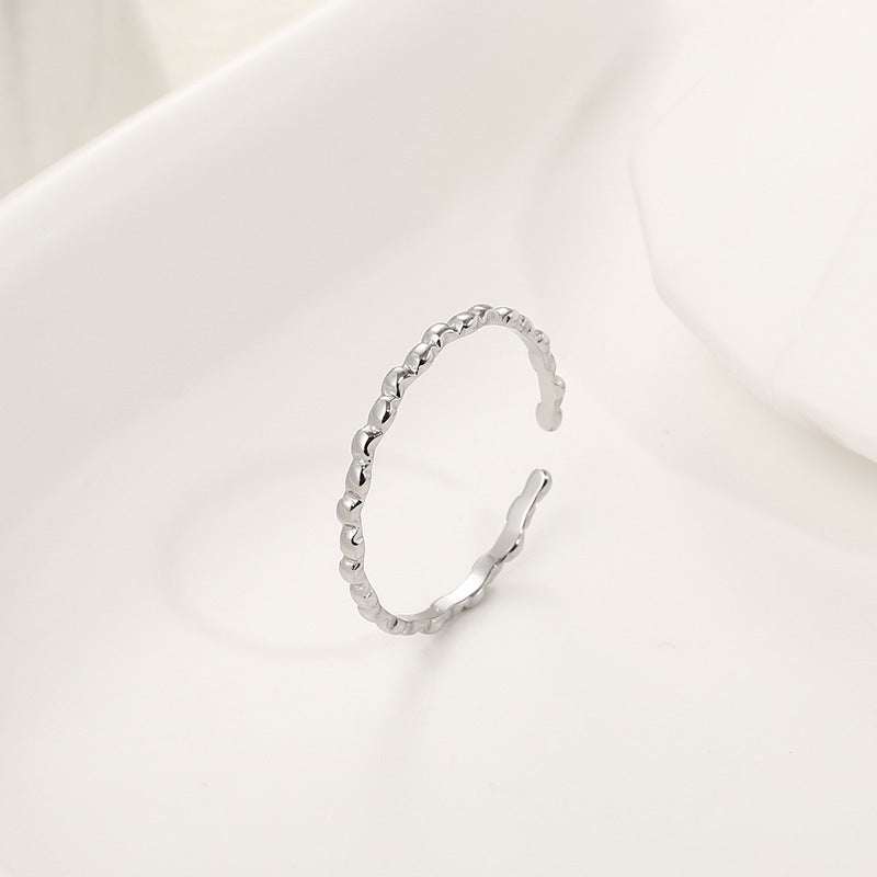 Wholesale Plain circle open-ring titanium steel ring inlaid with diamonds